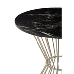 Anzio Hourglass Dining Table with Black Marble and Silver Base