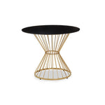 Anzio Hourglass Dining Table with Black Glass And Gold Base