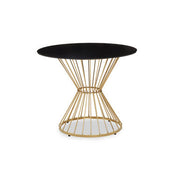 Anzio Hourglass Dining Table with Black Glass And Gold Base