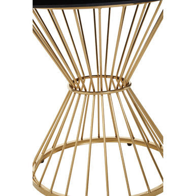 Anzio Hourglass Dining Table with Black Glass And Gold Base