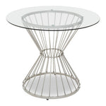 Anzio Hourglass Dining Table with Clear Glass and Silver Base