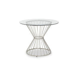 Anzio Hourglass Dining Table with Clear Glass and Silver Base