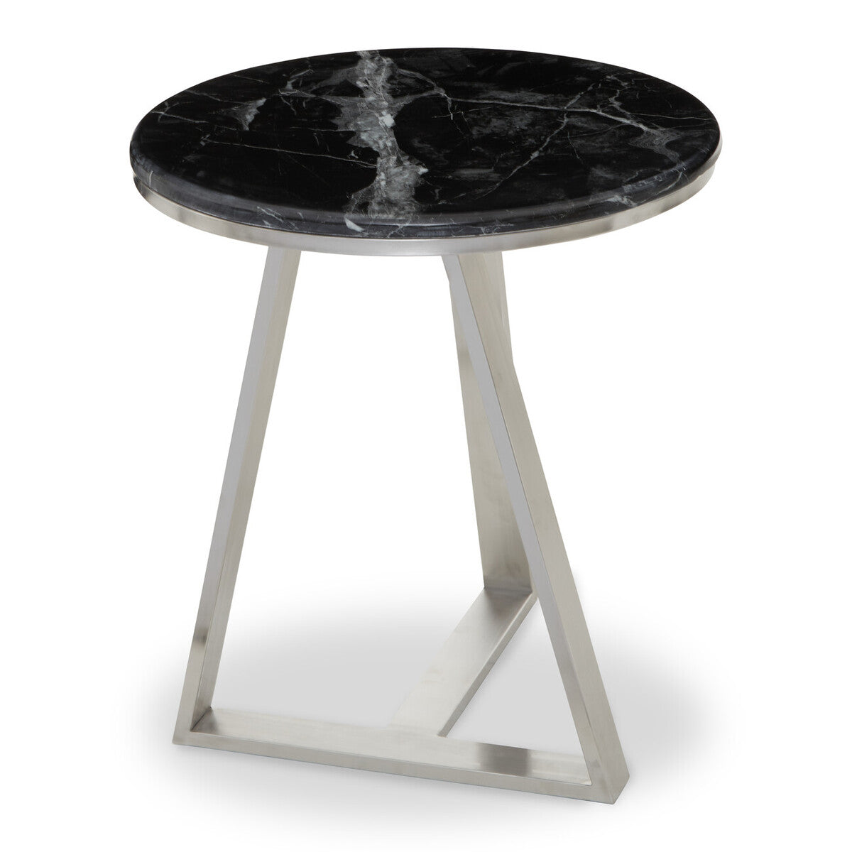 Alvaro Round Side Table With Black Marble Top