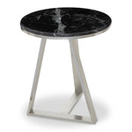 Alvaro Round Side Table With Black Marble Top