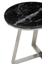 Alvaro Round Side Table With Black Marble Top
