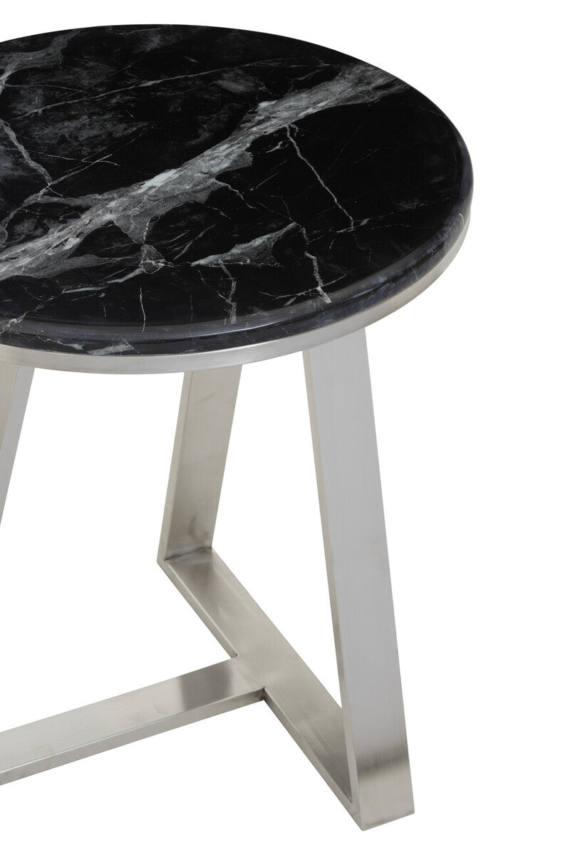 Alvaro Round Side Table With Black Marble Top