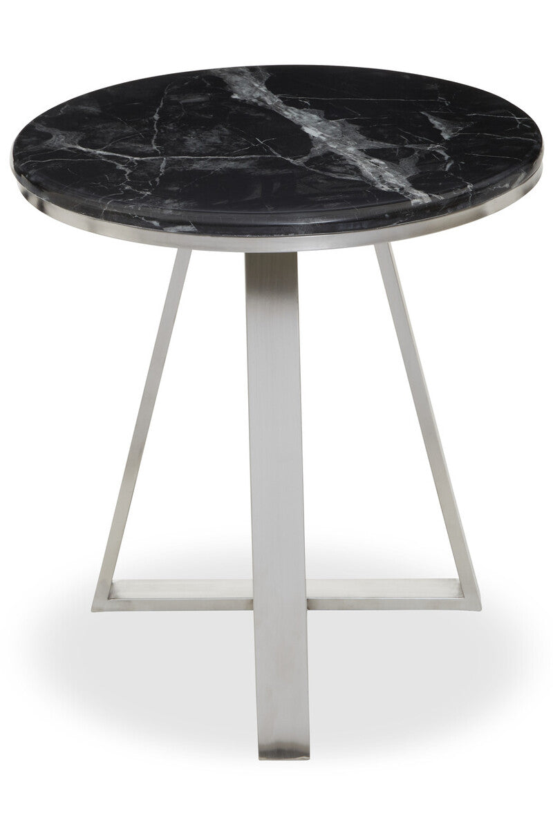 Alvaro Round Side Table With Black Marble Top