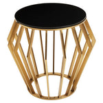 Ackley Gold Round Side Table with Black Glass