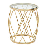 Ackley Gold Round Side Table with Clear Glass