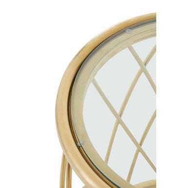 Ackley Gold Round Side Table with Clear Glass