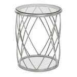 Ackley Silver Round Side Table with Clear Glass