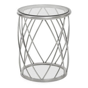 Ackley Silver Round Side Table with Clear Glass