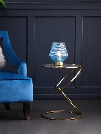 Oria Clear Glass End Table With Warm Metallic Frame