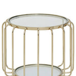 Oria Warm Metallic Side Table With Glass Top
