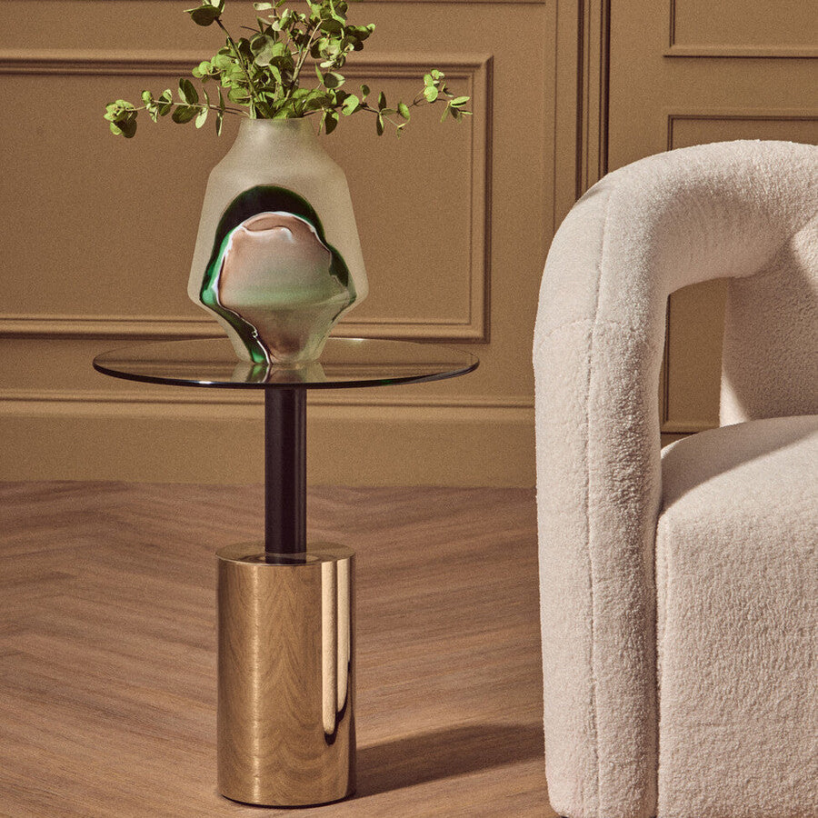 Oria End Table With Warm Metallic Base