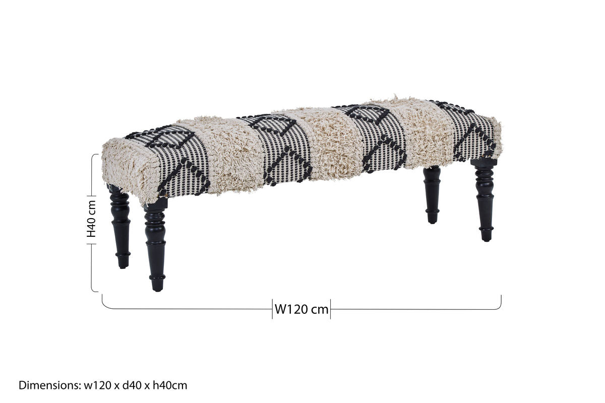 Cefena Black And White Moroccan Bench