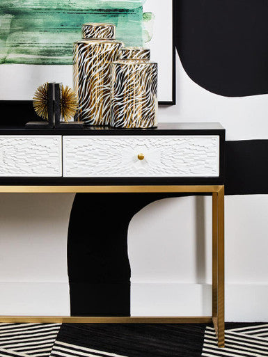 Dumas Black and White Console Table with Drawers