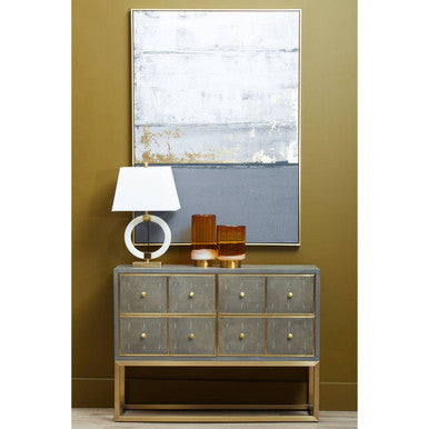 Deskey Grey Shagreen Effect Four Drawer Console Table