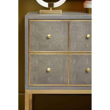 Deskey Grey Shagreen Effect Four Drawer Console Table