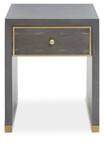 Deskey One Drawer Grey Shagreen Effect Side Table