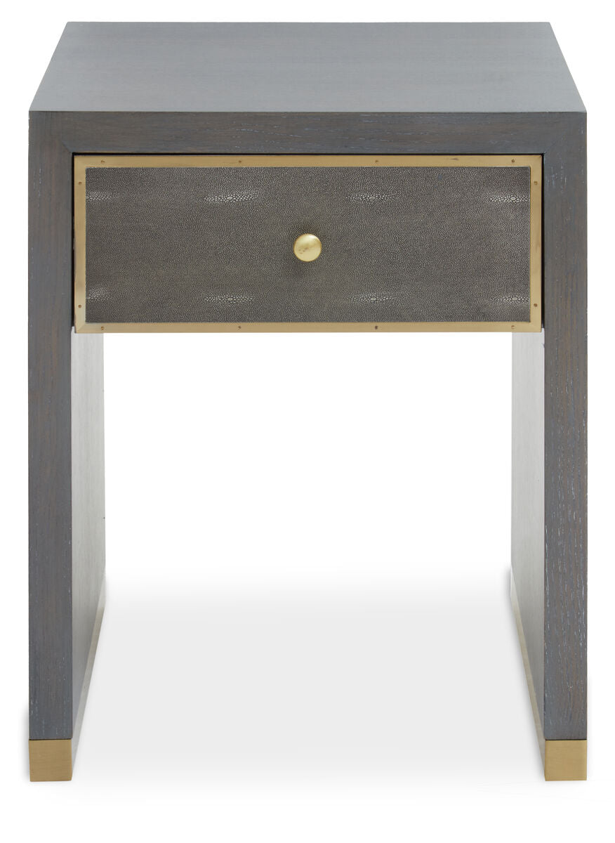 Deskey One Drawer Grey Shagreen Effect Side Table