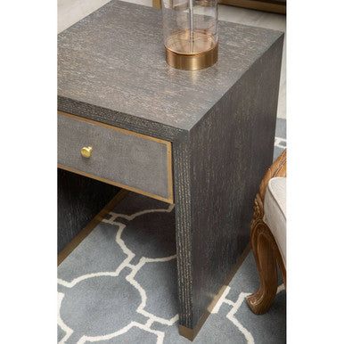Deskey One Drawer Grey Shagreen Effect Side Table