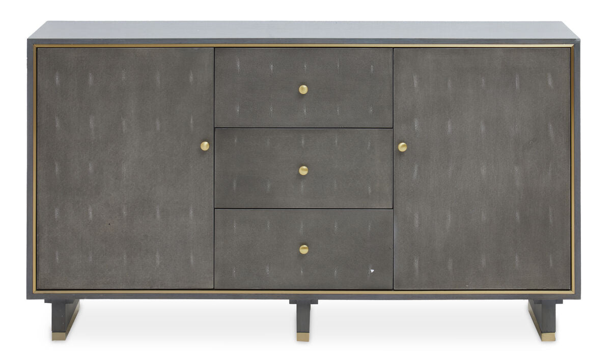 Deskey Grey Shagreen Effect Three Drawer Sideboard