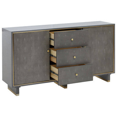Deskey Grey Shagreen Effect Three Drawer Sideboard