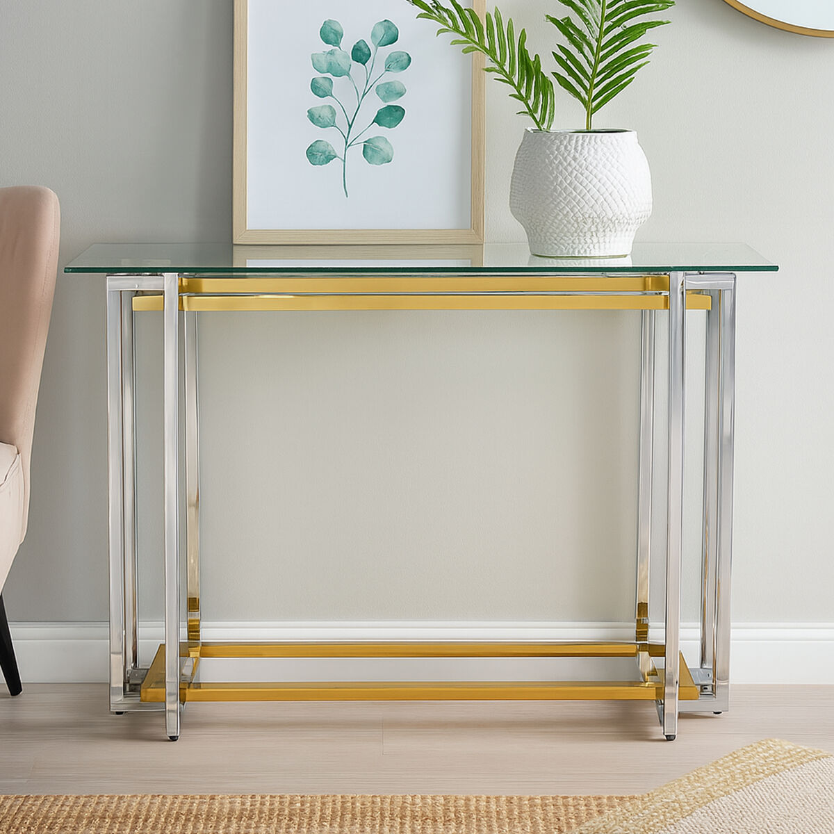 Elino Silver and Gold Console Table
