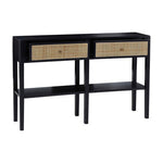 Corso Black Console Table with Rattan Drawers