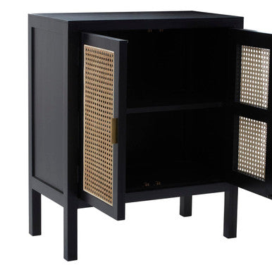 Corso Black Sideboard with Two Rattan Doors