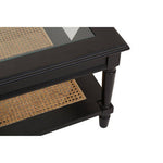 Corso Black Coffee Table with Rattan Shelf
