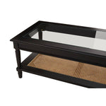 Corso Black Coffee Table with Rattan Shelf