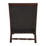 Inca Genuine Black Leather and Teak Lounge Chair with Footstool