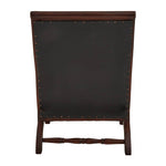 Inca Genuine Black Leather and Teak Lounge Chair with Footstool