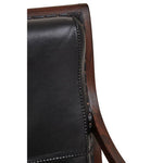 Inca Genuine Black Leather and Teak Lounge Chair with Footstool