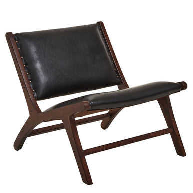 Inca Genuine Black Leather Lounge Chair