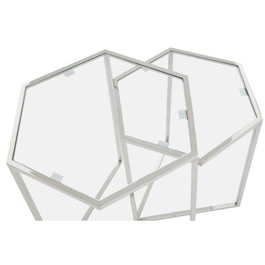 Herber Set Of 2 Silver Finish Hexagon Nesting Tables