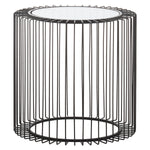 Trento Black Metal Round Side Table with Glass Top