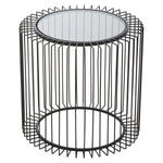 Trento Black Metal Round Side Table with Glass Top