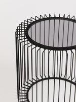 Trento Black Metal Round Side Table with Glass Top