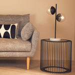 Trento Black Metal Round Side Table with Glass Top