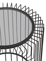 Trento Black Metal Round Side Table with Glass Top