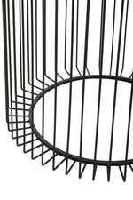 Trento Black Metal Round Side Table with Glass Top