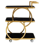 Alvaro Black Glass and Gold Finish Drinks Trolley