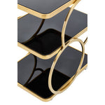 Alvaro Black Glass and Gold Finish Drinks Trolley