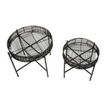 Batu Set Of 2 Black Rattan Side Tables