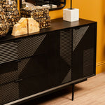 Jakara Black Finish Sideboard with 4 Doors and 3 Drawers
