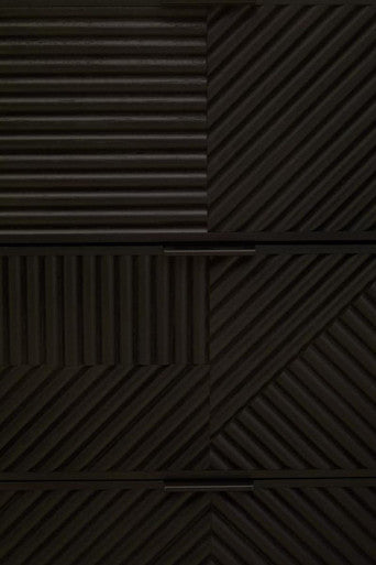 Jakara Black Finish Sideboard with 4 Doors and 3 Drawers