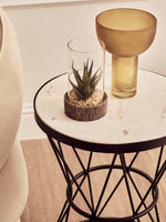 Shalimar Round White Marble Top Side Table